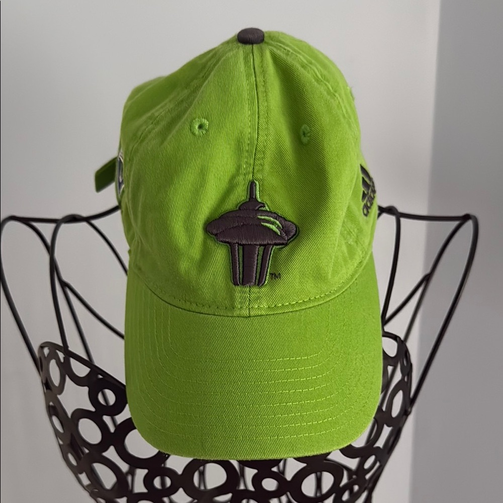 Adidas Kids Neon Green Hat with Black Seattle Sounders Logo